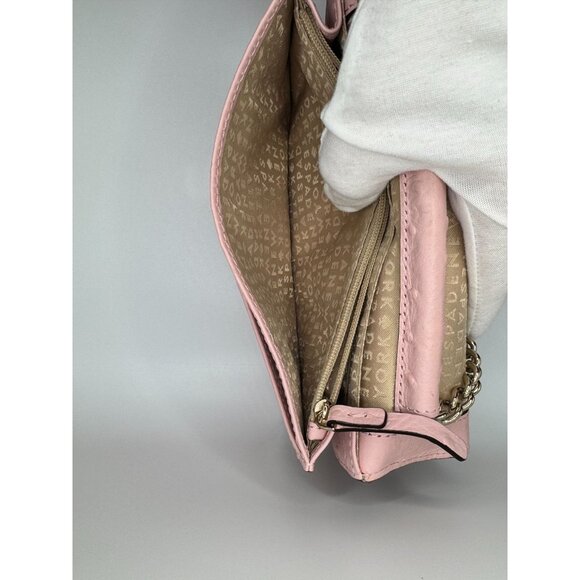 Kate Spade Alexander Avenue Pink Ostrich-Embossed Leather Crossbody Wallet With - Picture 6 of 13